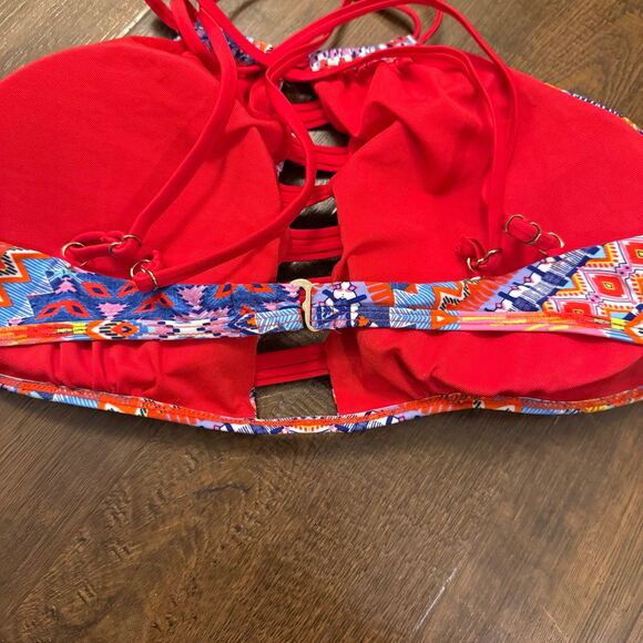 Coral Tropics 3XL High Waist Bikini Two Piece Colorful Tribal Print - Picture 4 of 5